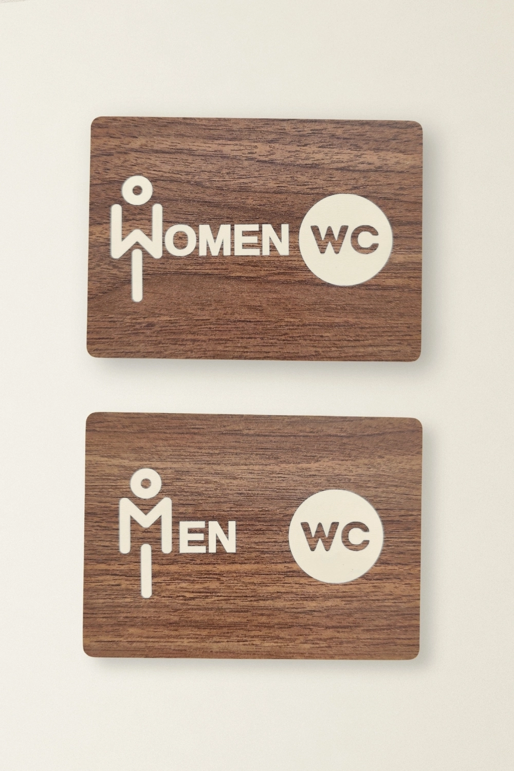 Women-Men WC Yönlendirme Levhası- İkili Set - Ceviz
