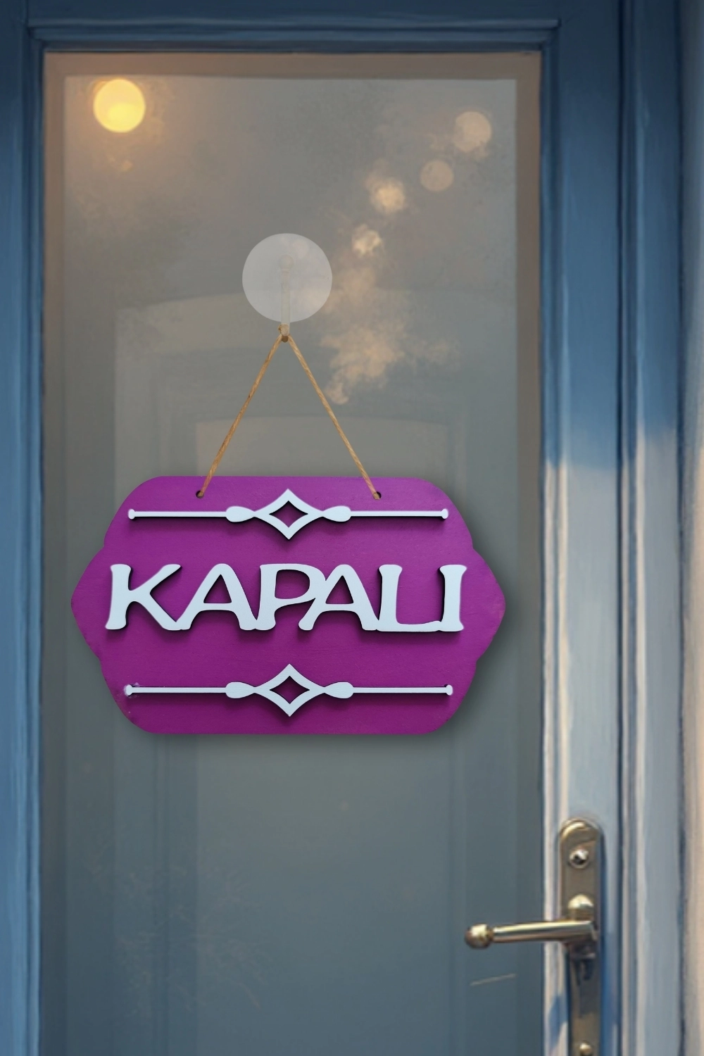 Mor Ahşap Açık/Kapalı Tabelası - Akrilik Boyalı Özel Tasarım