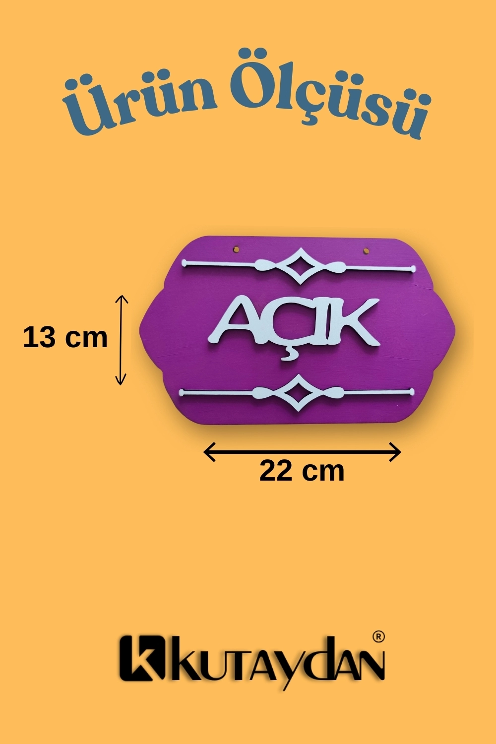 Mor Ahşap Açık/Kapalı Tabelası - Akrilik Boyalı Özel Tasarım
