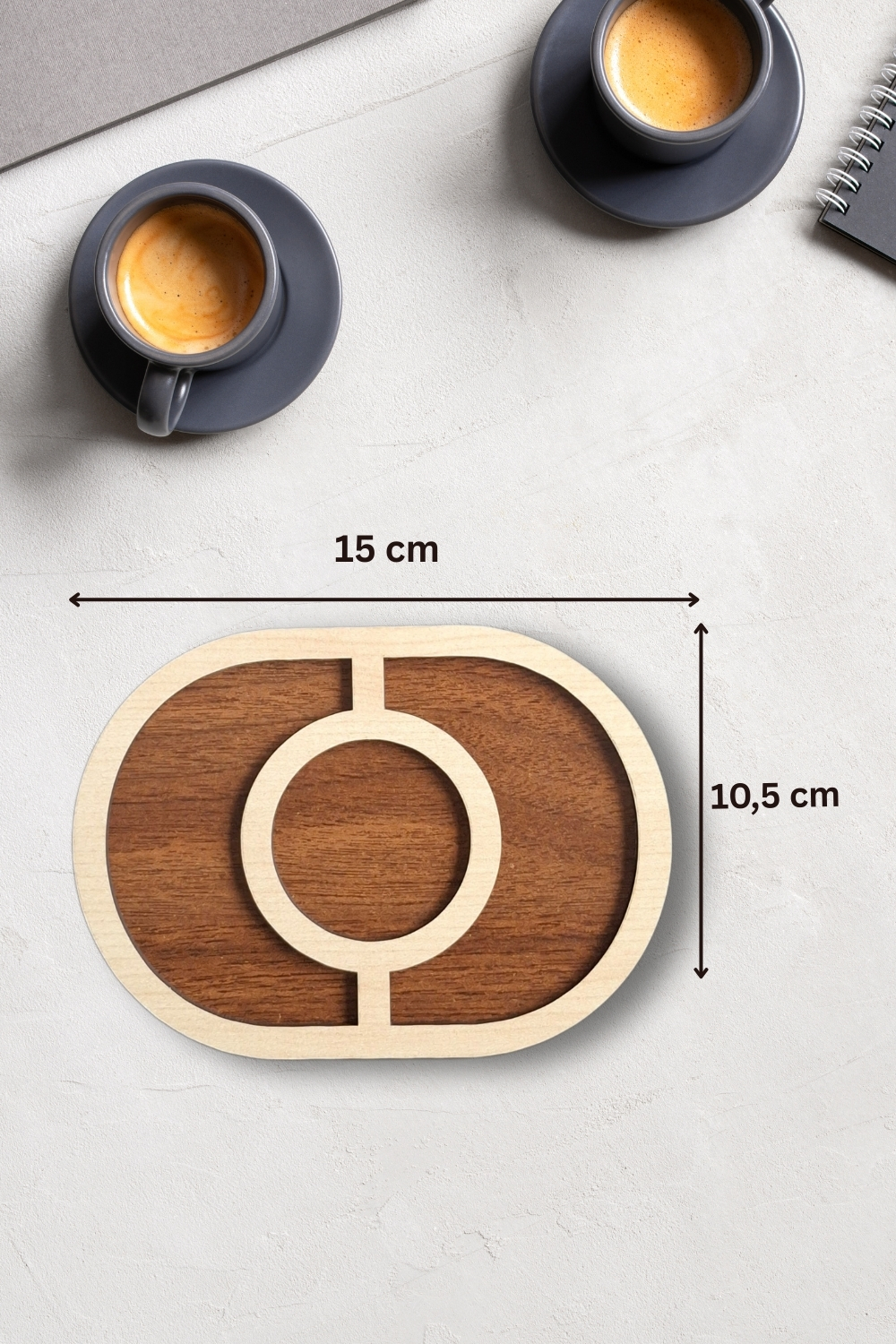 Kutaydan 6 Parça Ahşap Lazer Kesim Bardak ve Kahve Altlığı