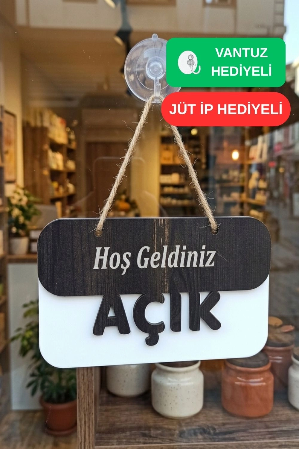 3 Katlı Modern Açık/Kapalı Tabelası  - Rebap Ahşap