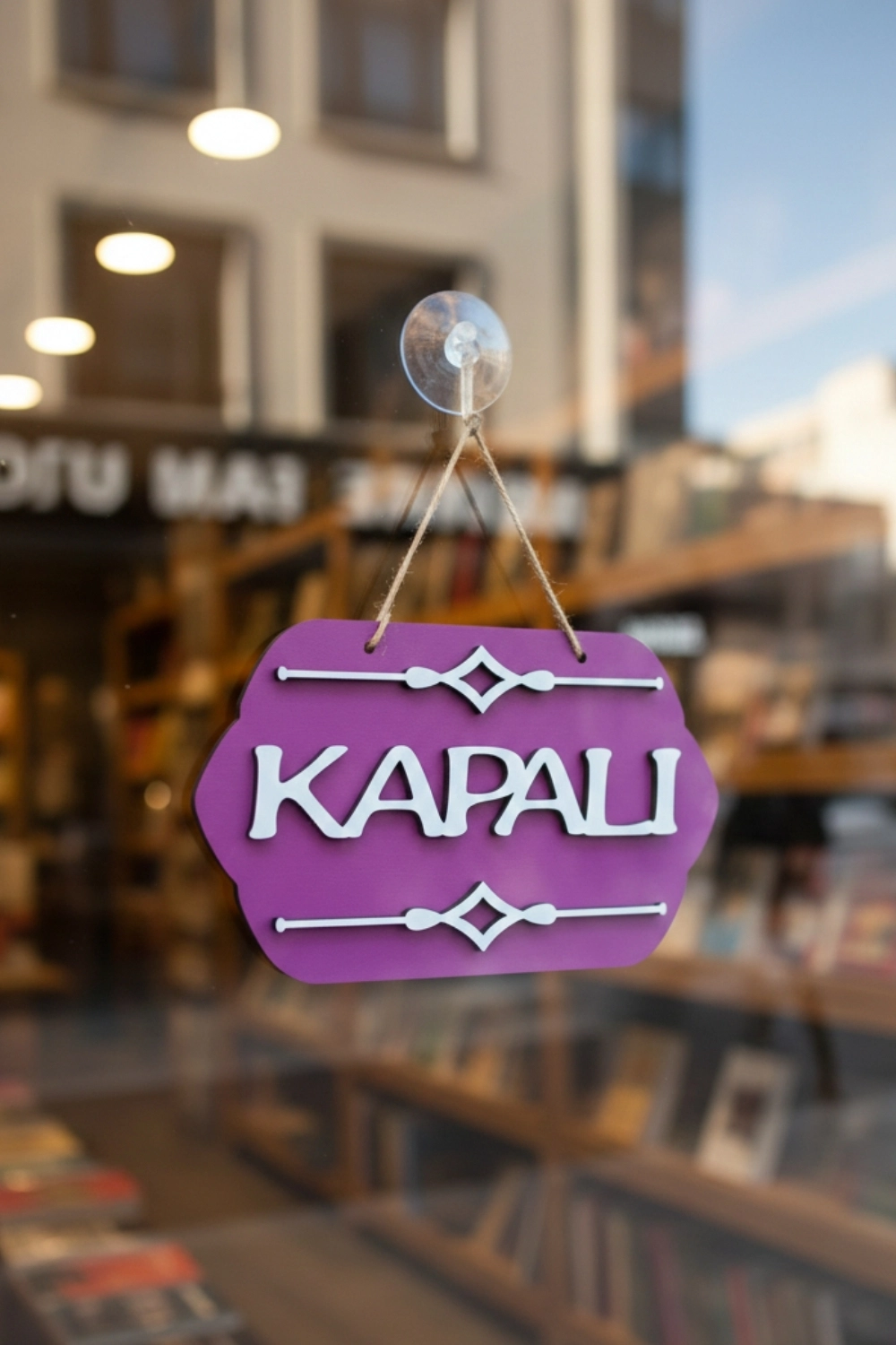 Mor Ahşap Açık/Kapalı Tabelası - Akrilik Boyalı Özel Tasarım