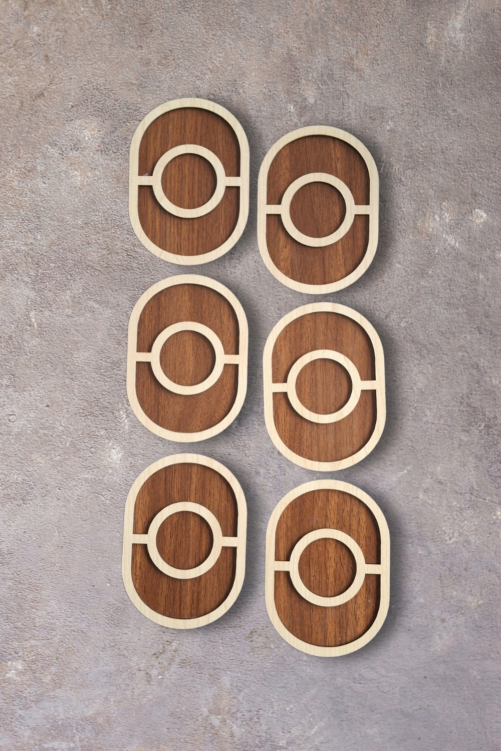 Kutaydan 6 Parça Ahşap Lazer Kesim Bardak ve Kahve Altlığı