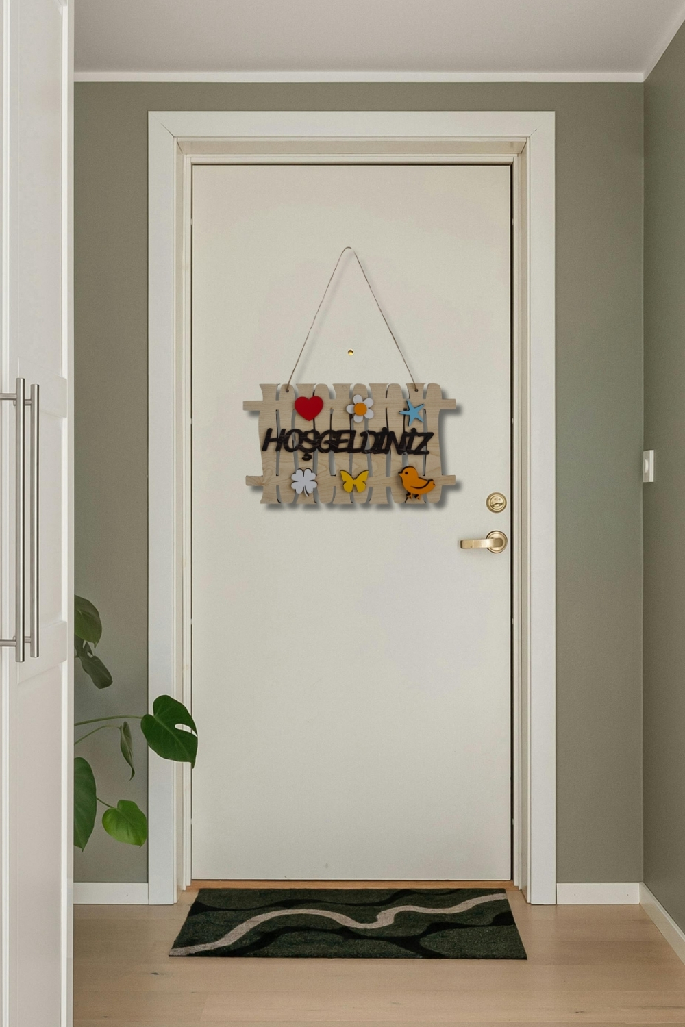 Hoşgeldiniz Yazılı Bahçe Çiti Mdf Lazer Kesim Kapı ve Duvar Süsü - Akçaağaç Ahşap