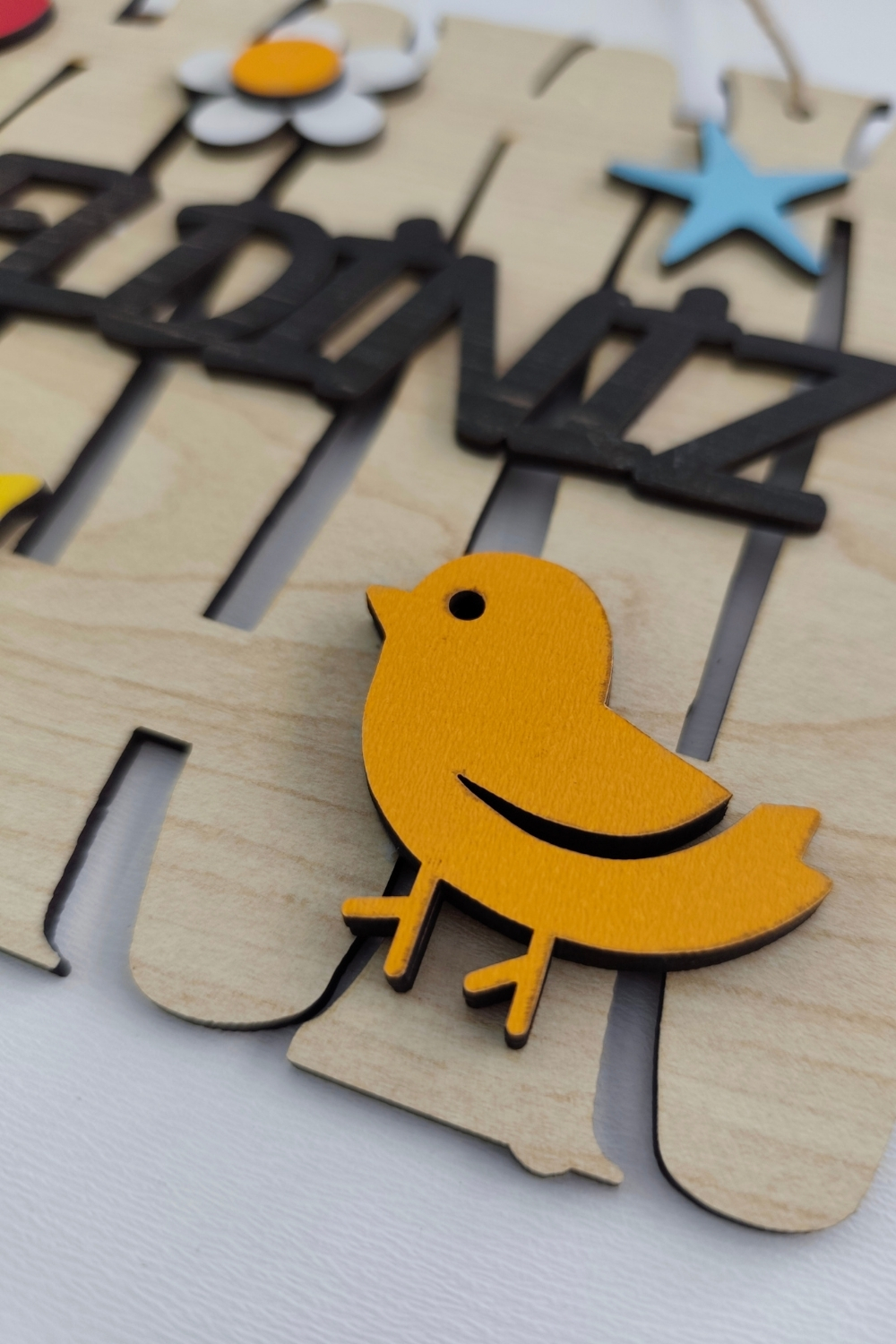 Hoşgeldiniz Yazılı Bahçe Çiti Mdf Lazer Kesim Kapı ve Duvar Süsü - Akçaağaç Ahşap