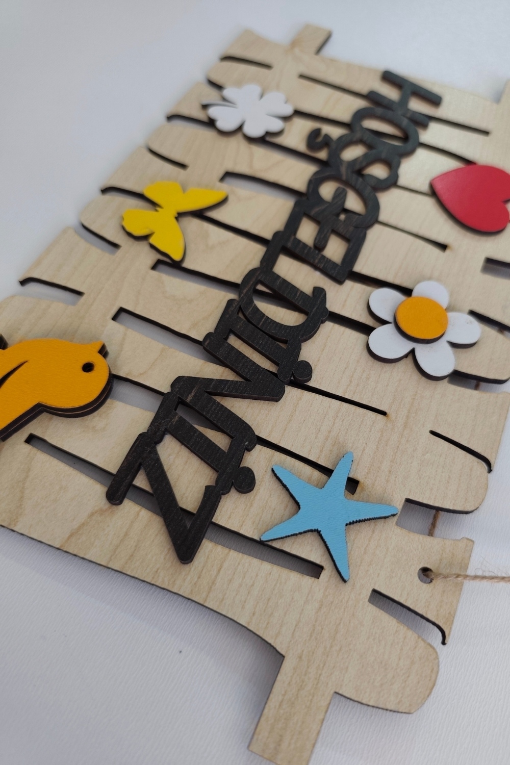 Hoşgeldiniz Yazılı Bahçe Çiti Mdf Lazer Kesim Kapı ve Duvar Süsü - Akçaağaç Ahşap