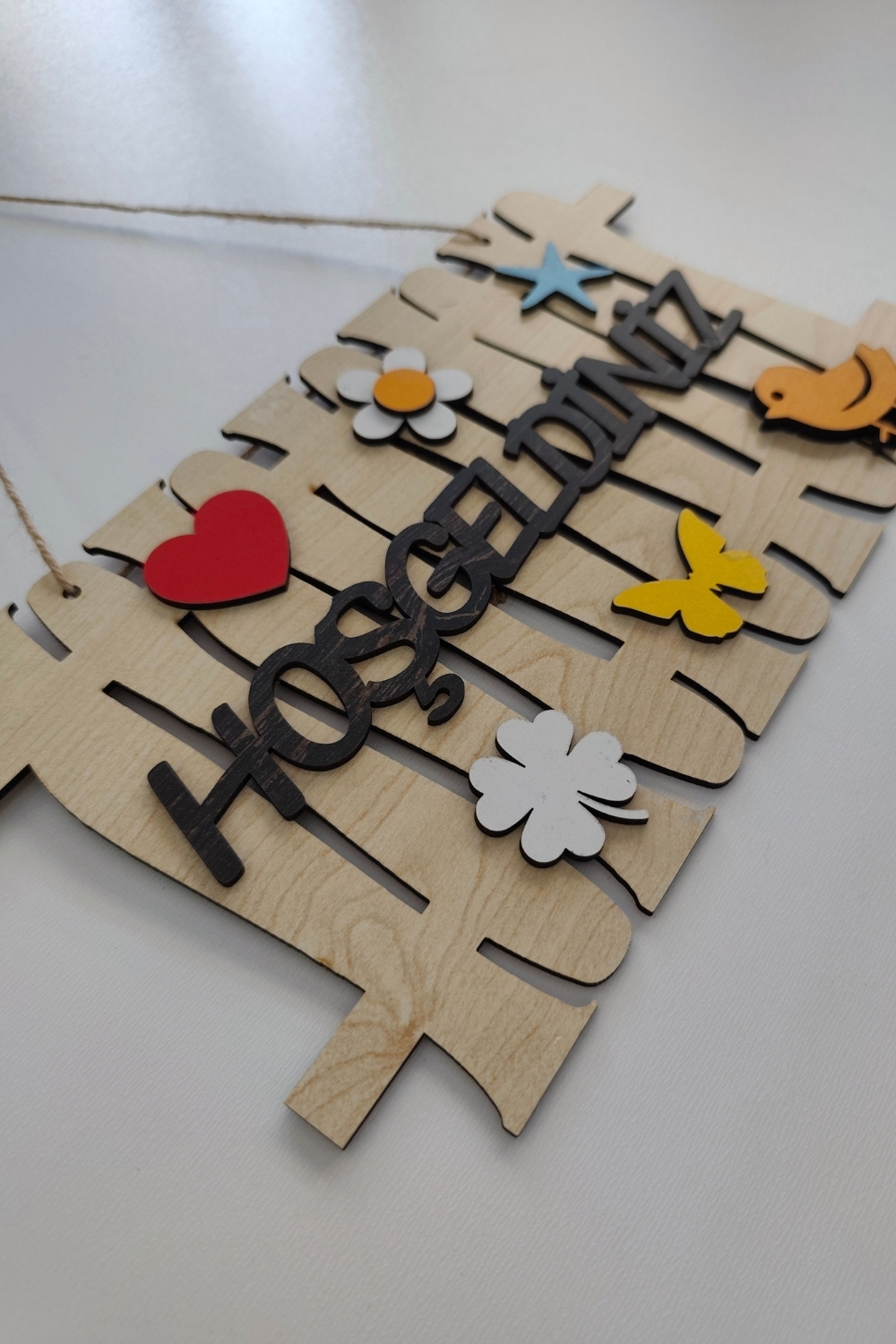 Hoşgeldiniz Yazılı Bahçe Çiti Mdf Lazer Kesim Kapı ve Duvar Süsü - Akçaağaç Ahşap