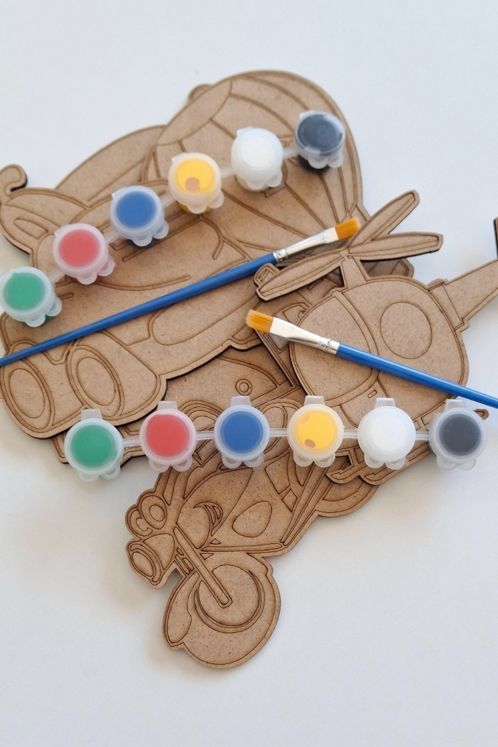 Boya, Eğlen, Keşfet - Çocuklar İçin Eğitici Taşıtlar 7 Parça Ahşap Boyama Seti