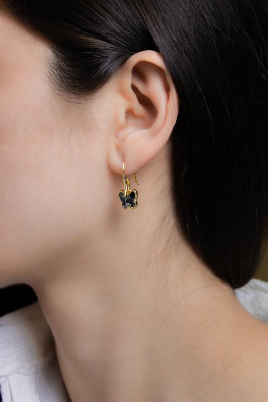 Swarovski Butterfly Taşlı 14K Altın Kaplama Küpe