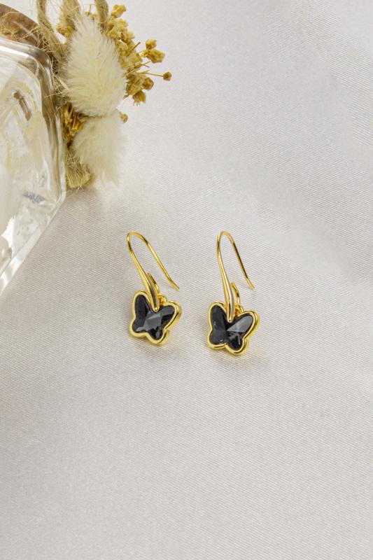 Swarovski Butterfly Taşlı 14K Altın Kaplama Küpe