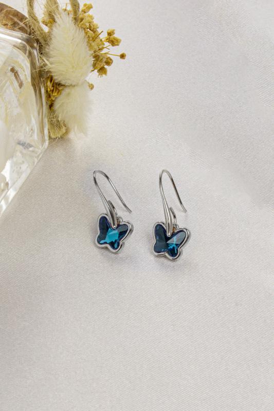 Swarovski Butterfly Taşlı Gümüş Kaplama Küpe