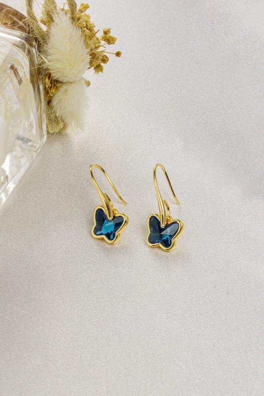 Swarovski Butterfly Taşlı 14K Altın Kaplama Küpe
