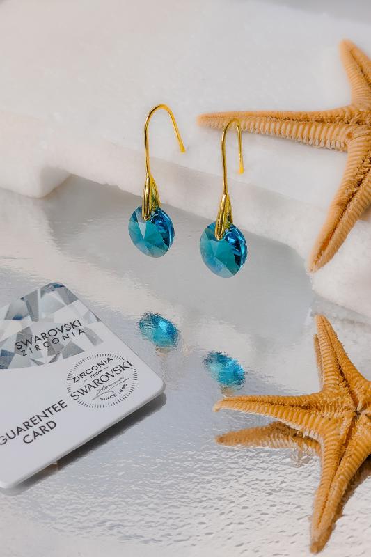 Swarovski Taşlı 6028 Xilion Oval Küpe - İndicolite