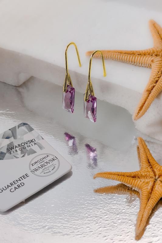 Swarovski Taşlı 6696 Urban Küpe - Lilac Shadov