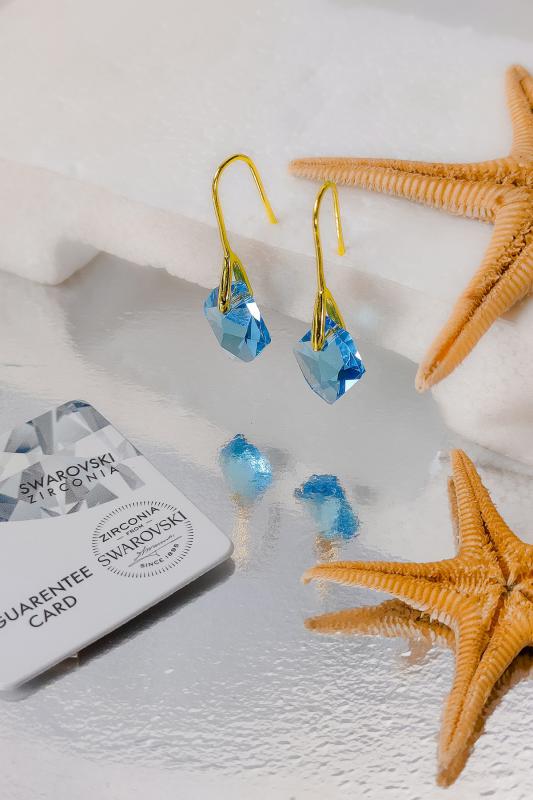 Swarovski Taşlı 6680 Cosmic Küpe - Aquamarine