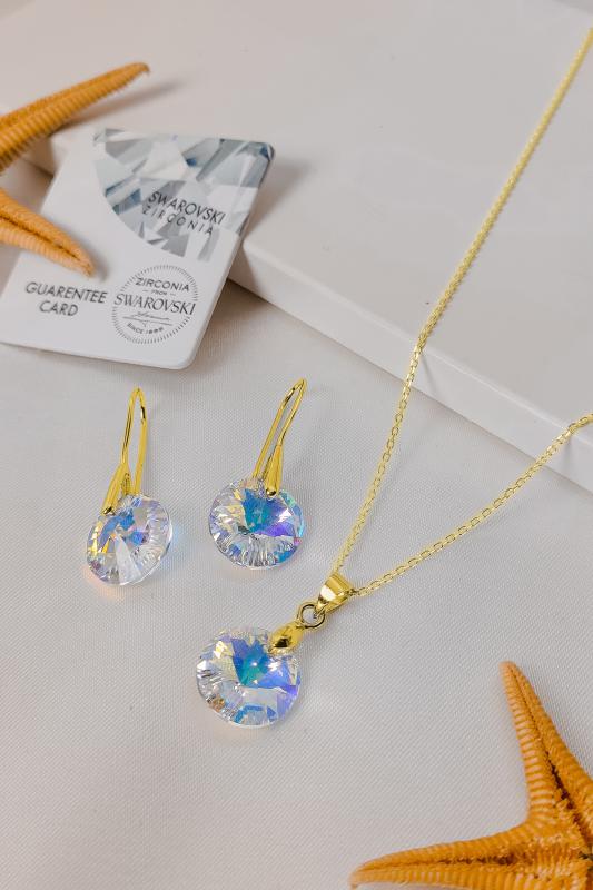 Swarovski Taşlı 6428 Xilion Küpe ve Kolye Set - JanJan