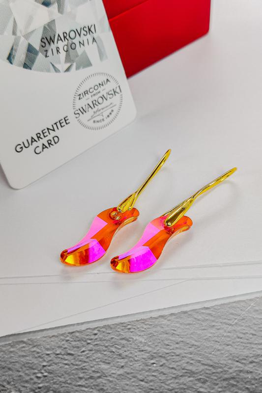 Swarovski Taşlı 6525 Wawe Dalga Küpe - Astral Pink