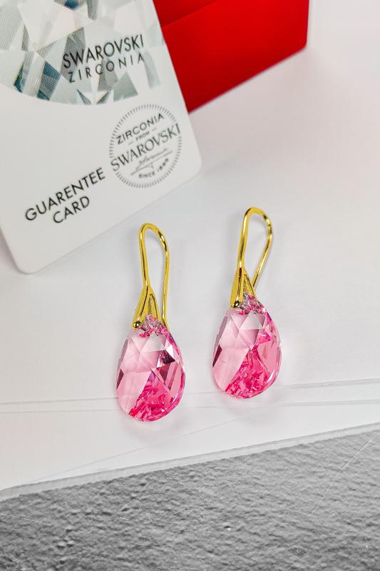 Swarovski Taşlı 6128 Xilion Damla Küpe - Light Rose