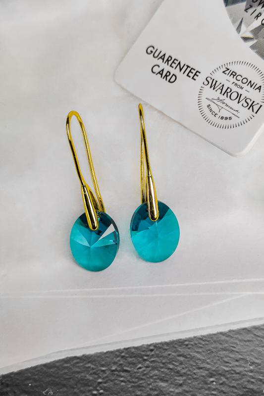 Swarovski Taşlı 6028 Xilion Oval Küpe - İndicolite