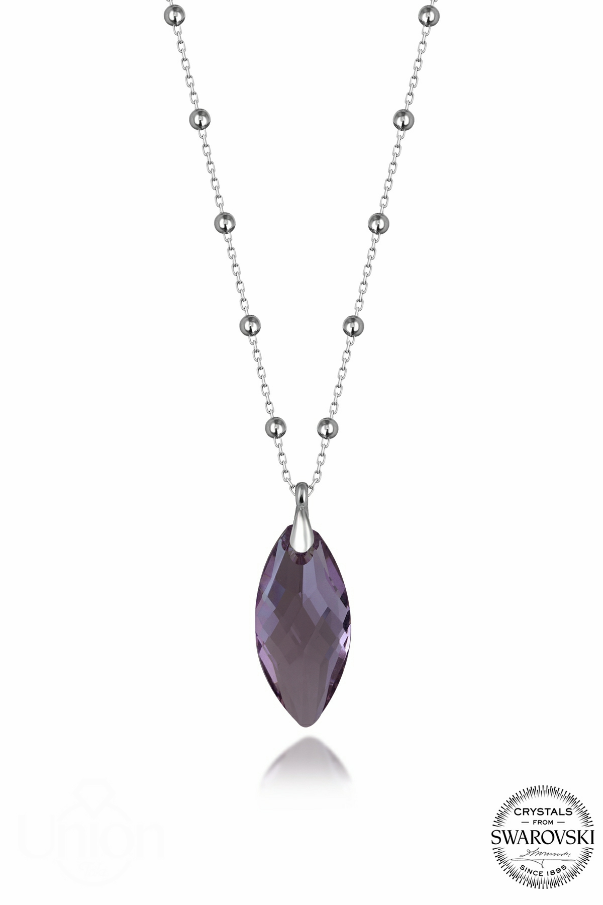Kutaydan SWR Crystal 30 x 12 mm Ametist Mekik Kadın Gümüş Kolye