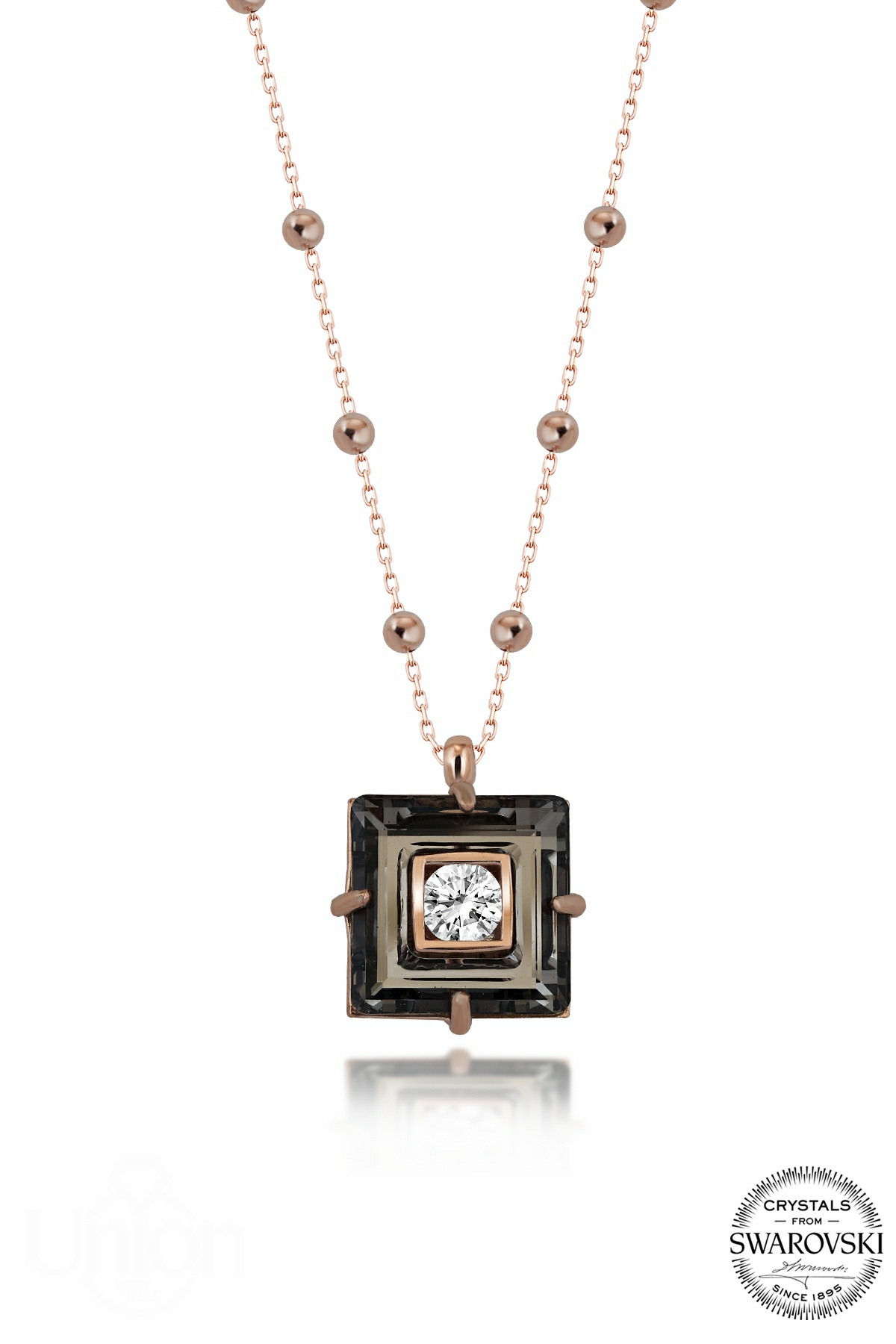 Kutaydan SWR Crystal 16 mm Hematit Kadın Gümüş Kolye - Rose Kaplama