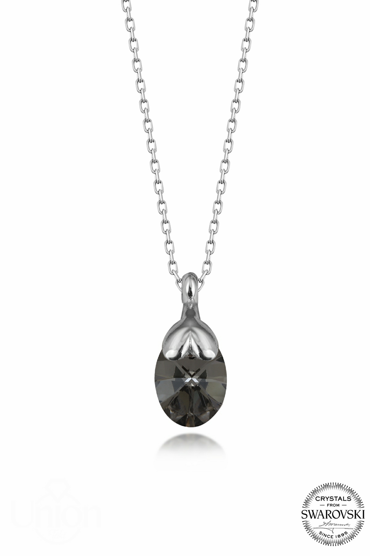Kutaydan SWR Crystal 10 mm Hematit Chorme Oval Kadın Gümüş Kolye