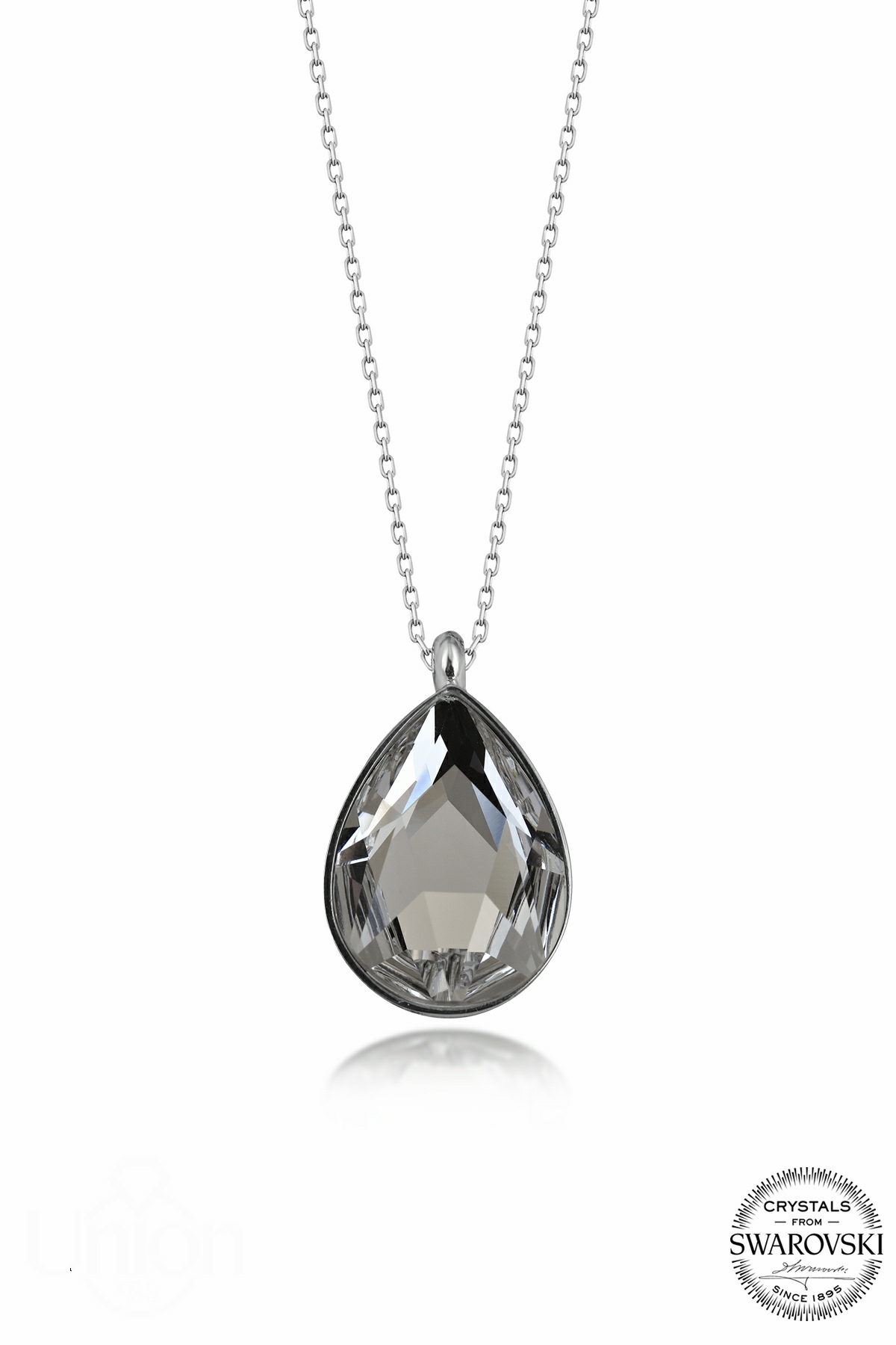 Kutaydan SWR Crystal 18 mm Yuvalı Beyaz Damla Kadın Gümüş Kolye
