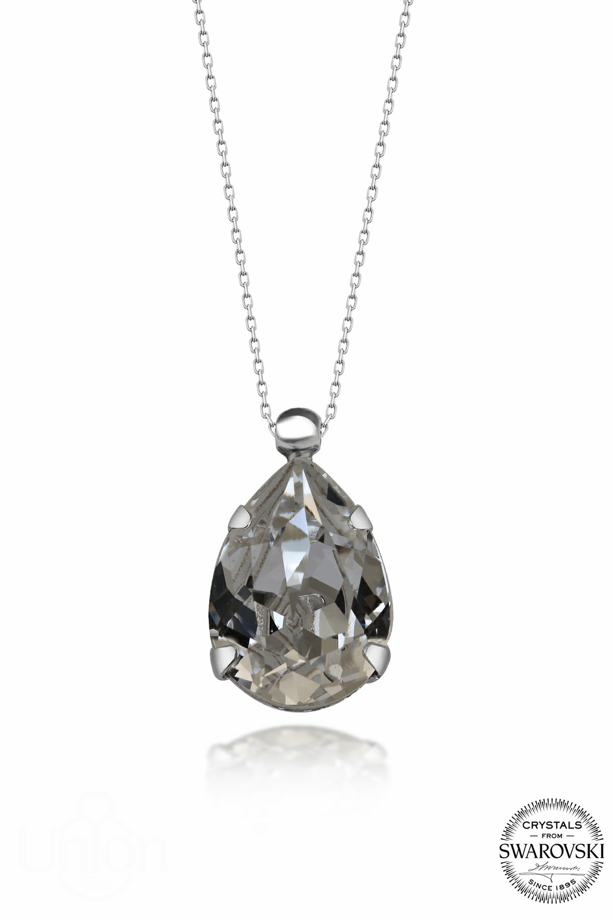 Kutaydan SWR Crystal 10 x 14 mm Tırnaklı Damla Kadın Gümüş Kolye
