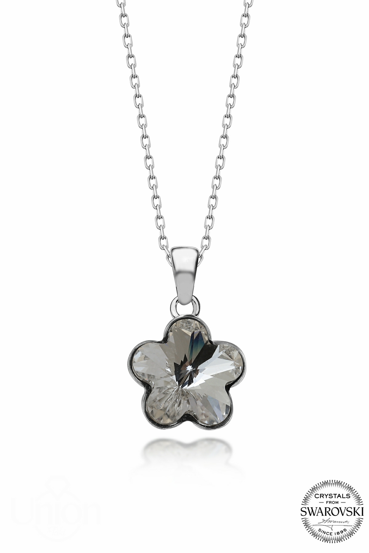 Kutaydan SWR Crystal 10 mm Papatya Figürlü Beyaz Kadın Gümüş Kolye