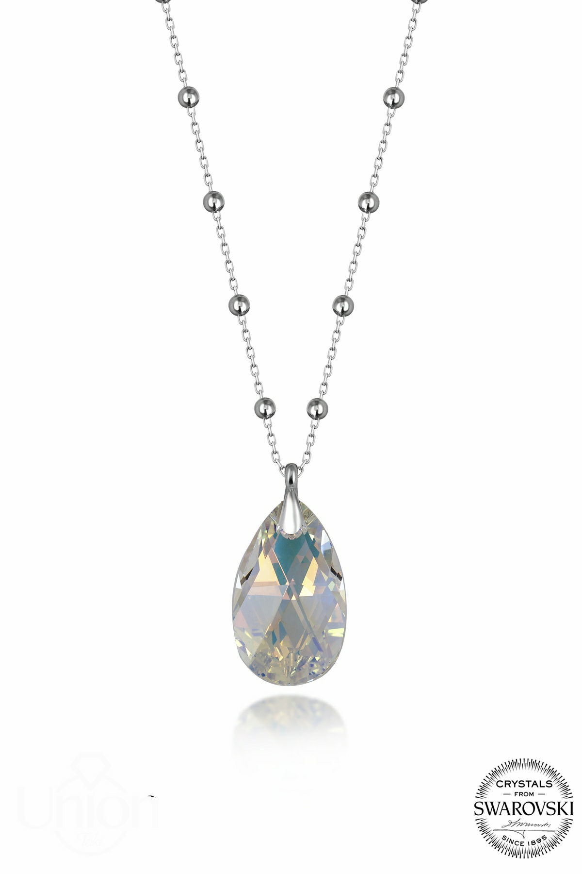 Kutaydan SWR Crystal 22 mm Damla Top Zincirli Kadın Gümüş Kolye