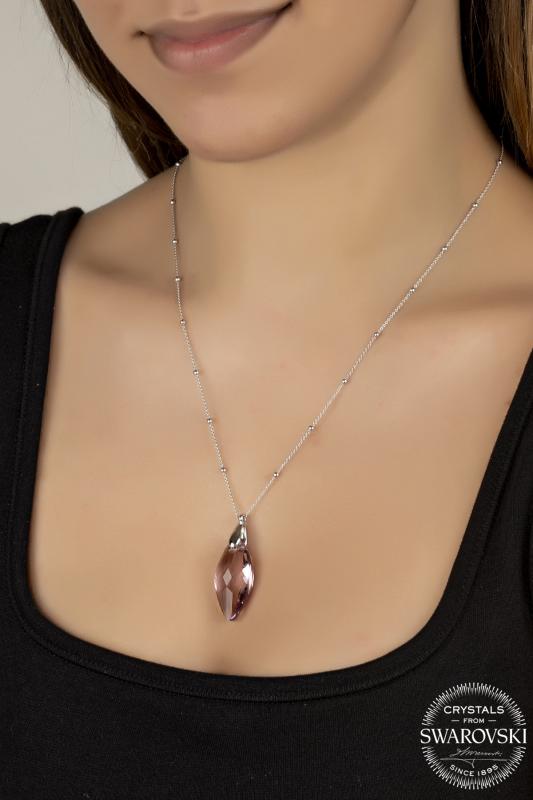 Kutaydan SWR Crystal 30 x 12 mm Ametist Mekik Kadın Gümüş Kolye