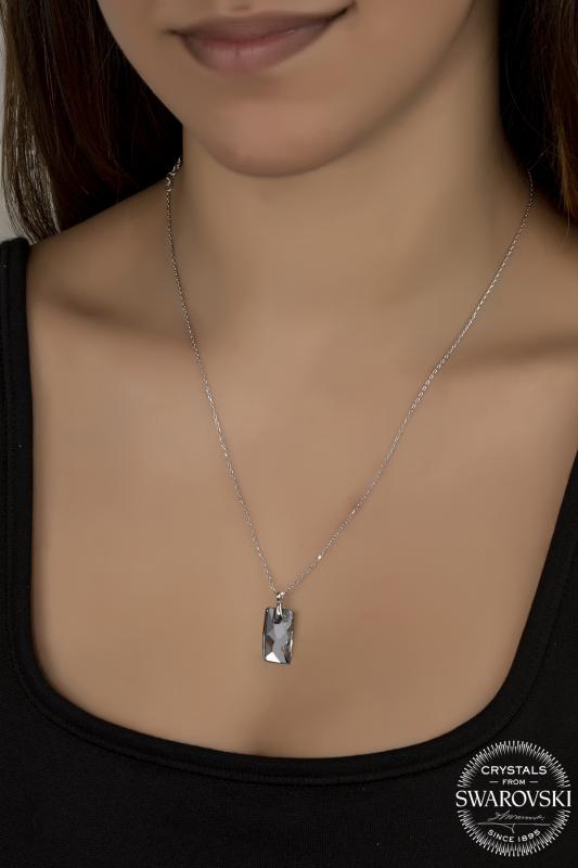 Kutaydan SWR Crystal 10 X 17 mm Baget Kadın Gümüş Kolye