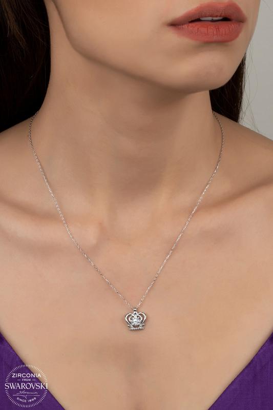 Kutaydan SWR Zirconia 0,66 CT Kralın Tacı Kadın Gümüş Kolye