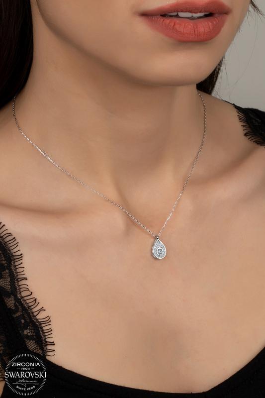 Kutaydan SWR Zirconia Damla Göz Kadın Gümüş Kolye