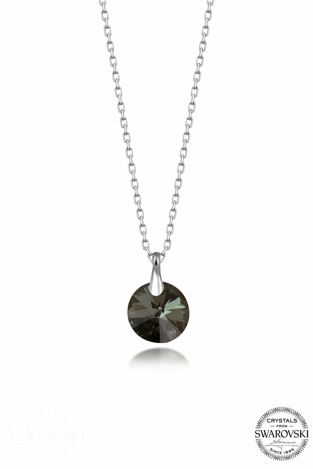 Kutaydan SWR Crystal 12 mm İris Green Yuvarlak Kadın Gümüş Kolye