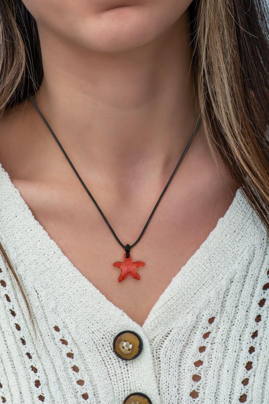 Swarovski® 6721 Starfish Red Magma İpli Kolye