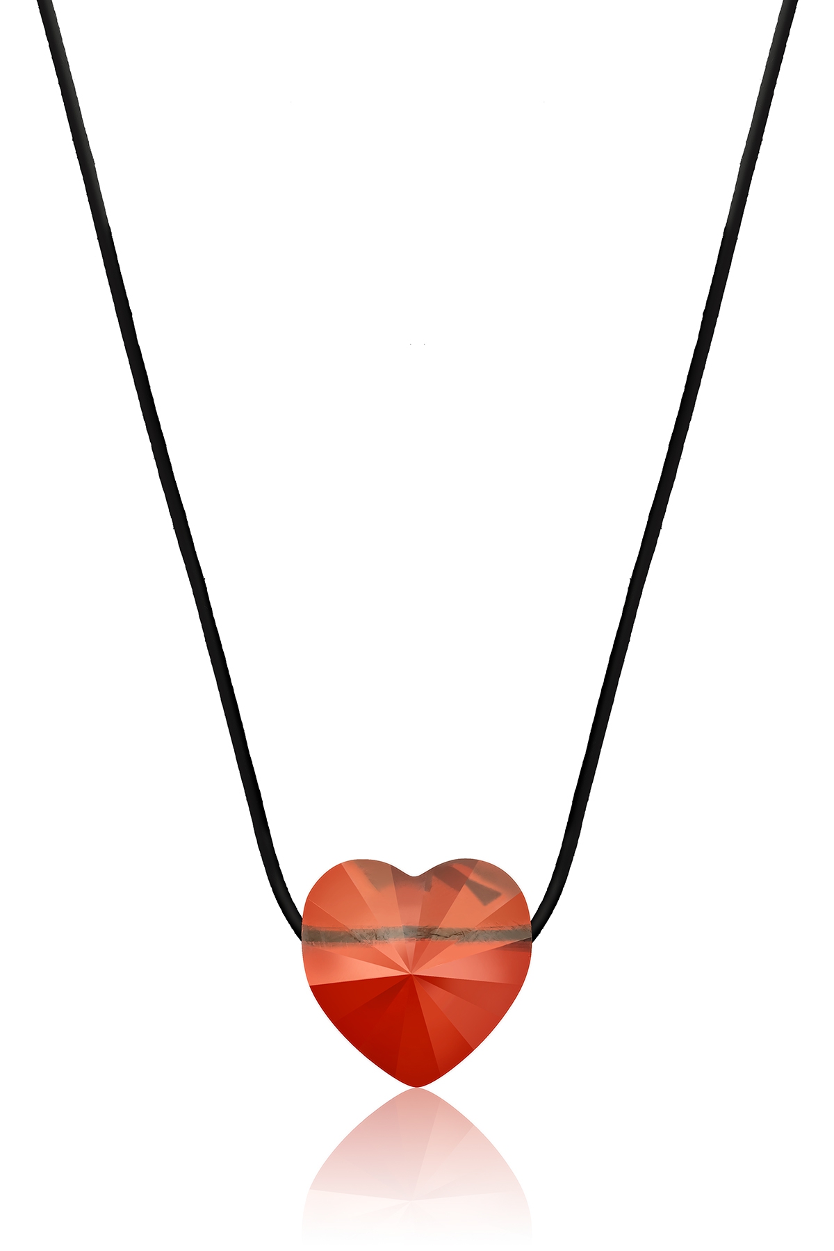 Swarovski® 5942 Kalp Red Magma İpli Kolye