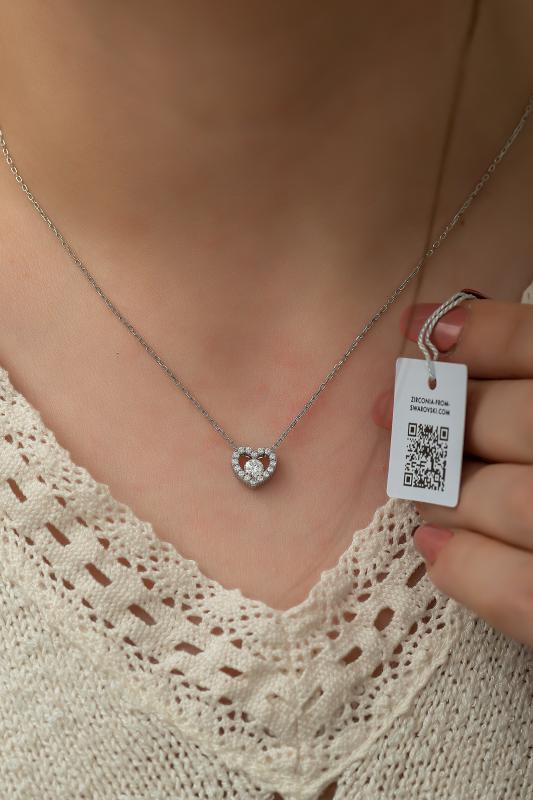 Swarovski Zirconia Kalpli Tektaş 925 Ayar Gümüş Kolye