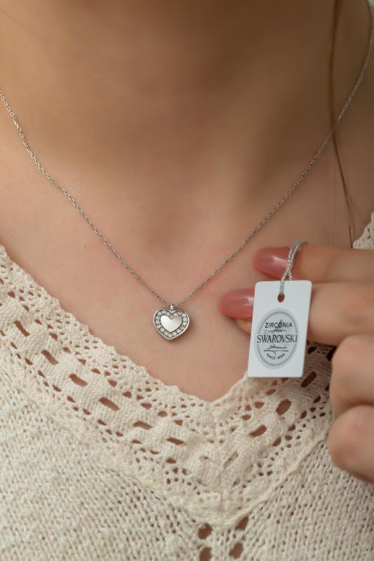Swarovski Zirconia Kalpli 925 Ayar Gümüş Kolye