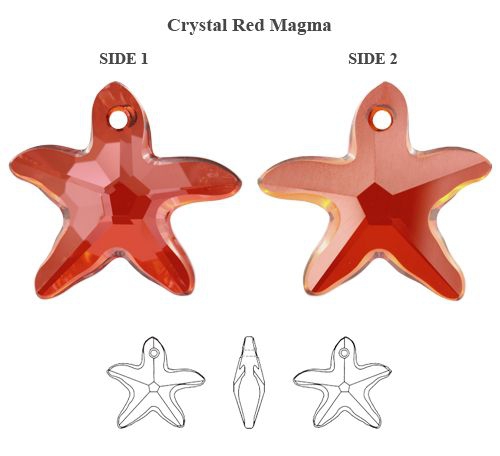 Swarovski® 6721 Starfish Red Magma İpli Kolye