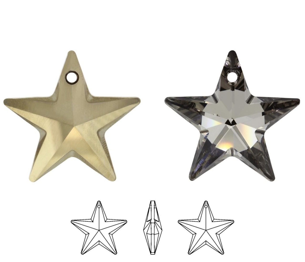 Swarovski® 6714 Star Jet İpli Kolye