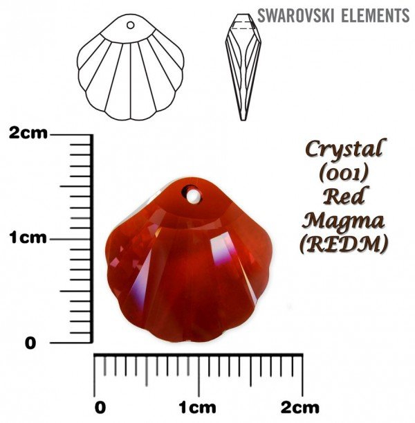 Swarovski® 6723 Shell Red Magma İpli Kolye