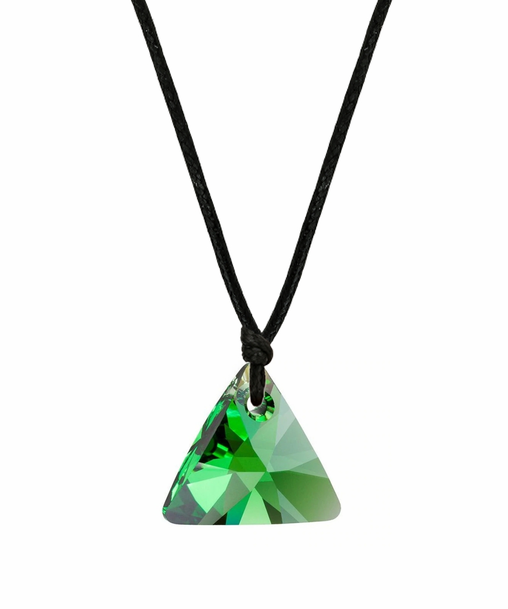 Swarovski® 6628 Xilion Triangle Emerald İpli Kolye