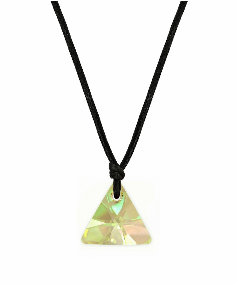 Swarovski® 6628 Xilion Triangle Liminous Green İpli Kolye
