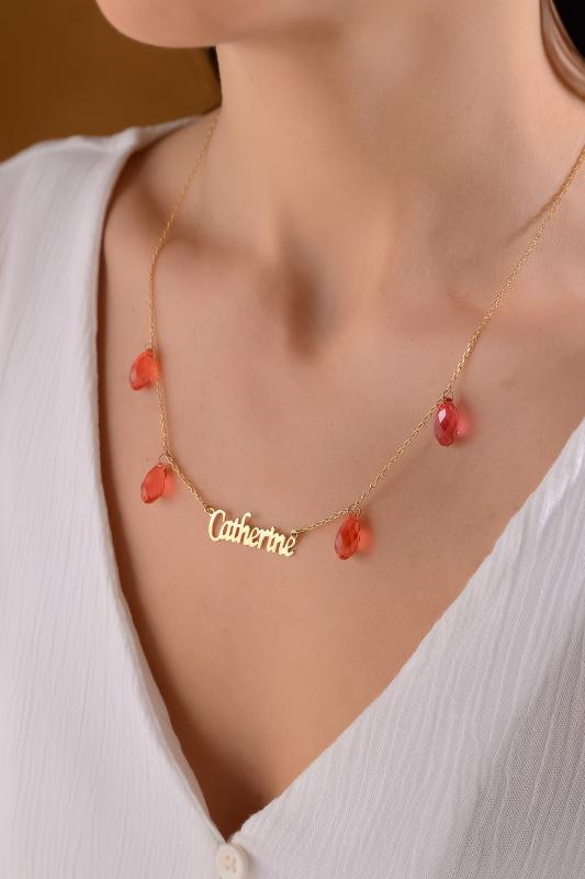 Kişiye Özel Swarovski Taşlı İsimli 925 Ayar Gümüş Kolye
