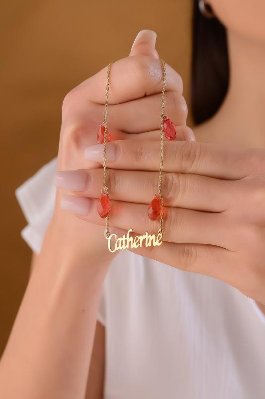 Kişiye Özel Swarovski Taşlı İsimli 925 Ayar Gümüş Kolye