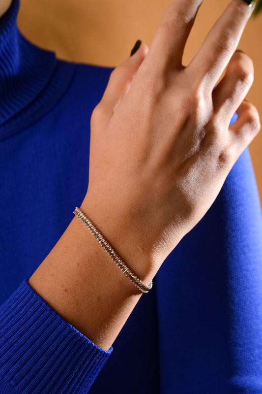3 mm Baget Golden Shadow Zirkon Taşlı Su Yolu Stras Bileklik