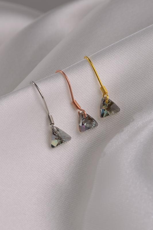 Swarovski Taşlı 6628 Xilion Triangle 925 Ayar Gümüş Küpe - Paradise Shine