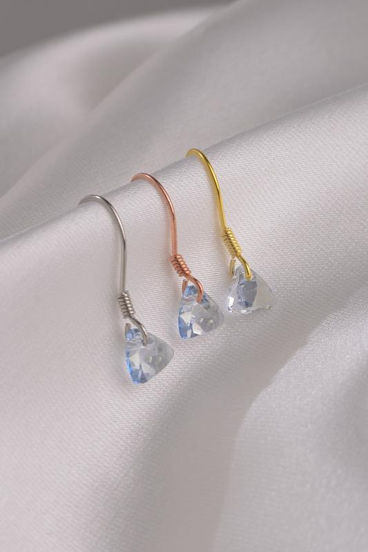 Swarovski Taşlı 6628 Xilion Triangle 925 Ayar Gümüş Küpe - Blue Shade