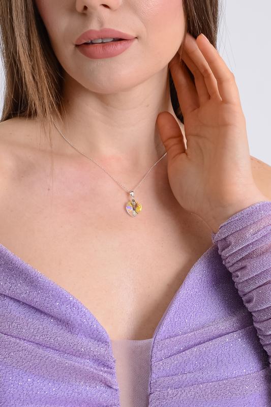 Swarovski® Taşlı Xilion Heart JanJan 925 Ayar Gümüş Kolye